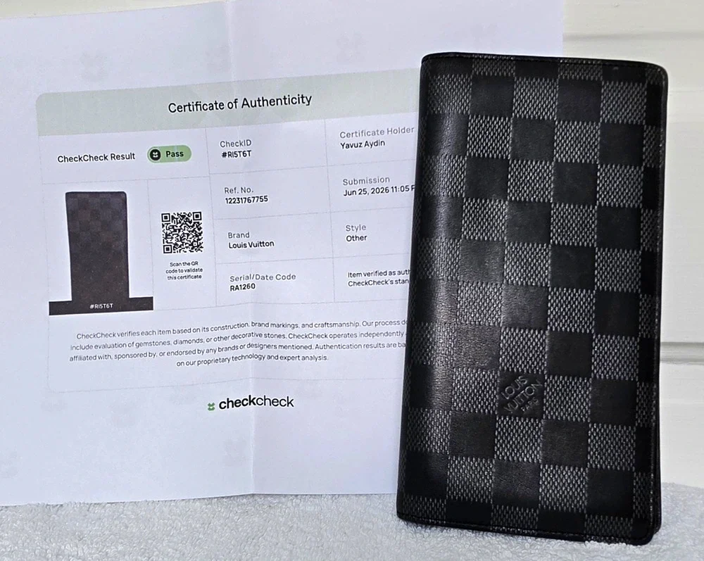 Louis Vuitton Men's Damier Graphite Check Bifold Wallet w/Zip Coin Pocket KEI